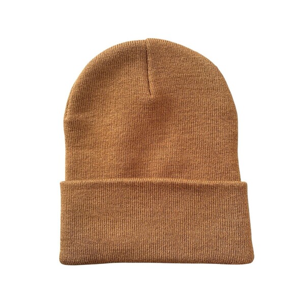Carhartt Beanie Hat Mens One Size Brown Knit Cap Made In USA - Picture 2 of 4